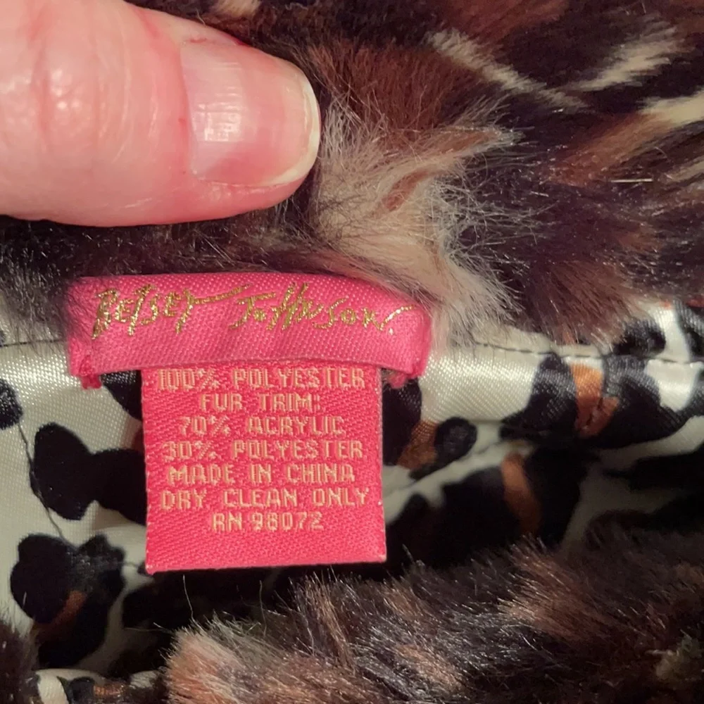 Betsey Johnson Leopard Black Trapper Winter Fur Hat